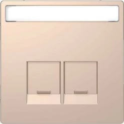 SCHNEIDER D-Life - Enjoliveur Prise Double RJ45 S-One - Porte-étiquette - Métal Champagne (MTN4574-6051)