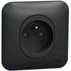 SCHNEIDER Ovalis - Prise De Courant - 2P+T -16A - Avec Griffes Avec Plaque -Anthracite (S465059)
