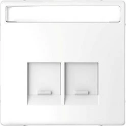 SCHNEIDER D-Life - Enjoliveur Prise Double RJ45 S-One - Porte-étiquette - Blanc Lotus (MTN4574-6035)