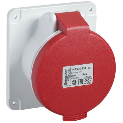 SCHNEIDER PratiKa - Socle Prise Industrielle Droite - 32A - IP44 - 380 - 3P - Vis (PKF32G433) 3 SCHNEIDER PratiKa - Socle Prise Industrielle Droite - 32A - IP44 - 380 - 3P - Vis (PKF32G433)
