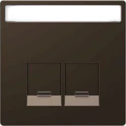 SCHNEIDER D-Life - Enjoliveur Prise Double RJ45 S-One - Porte-étiquette - Métal Mocca (MTN4574-6052)
