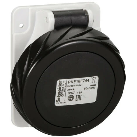 SCHNEIDER PratiKa - Socle De Prise Inclinée -16A - 3P+T - 480-500 V CA- IP67 - à Vis (PKF16F744) 3 SCHNEIDER PratiKa - Socle De Prise Inclinée -16A - 3P+T - 480-500 V CA- IP67 - à Vis (PKF16F744)