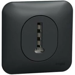 SCHNEIDER Ovalis - Prise Téléphone En T - 8 Contacts Avec Plaque De Finition -Anthracite (S460496)