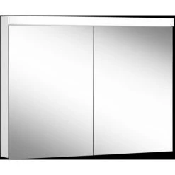 Schneider LOWLINE Plus LED Armoire De Toilette Lumineuse, 2 Portes à Double Miroir, 100x74,8x13,5cm, 172.100., Exécution: Norme UE/corps Blanc/4000K - 172.100.02.02