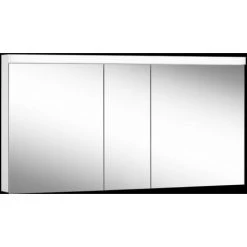 Schneider LOWLINE Basic FL Armoire De Toilette Lumineuse, 3 Portes à Double Miroir, 150x74,8x13,5cm, 171.150., Exécution: Norme UE/corps Blanc - 171.150.02.02