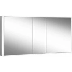 Schneider PREMIUM Line Ultimate Armoire De Toilette Lumineuse LED, 3 Portes à Double Miroir, 1525x73,3x15,8cm, 182.150., Exécution: Norme UE/corps Argent Anodisé - 182.150.02.50