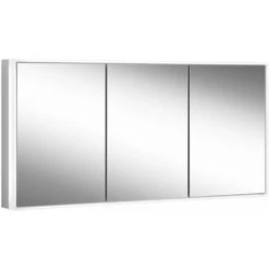 Schneider PREMIUM Line Ultimate Armoire De Toilette Lumineuse LED, 3 Portes à Double Miroir De Même Taille, 1825x73,3x15,8cm, 182.180., Exécution: Norme CH/corps Noir Mat - 182.180.01.41