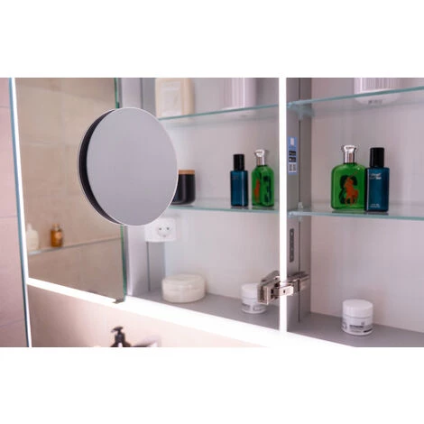 Schneider PREMIUM Line Ultimate Armoire De Toilette Lumineuse LED, 3 Portes à Double Miroir De Même Taille, 1825x73,3x15,8cm, 182.180., Exécution: Norme CH/corps Noir Mat - 182.180.01.41 4 Schneider PREMIUM Line Ultimate Armoire De Toilette Lumineuse LED, 3 Portes à Double Miroir De Même Taille, 1825x73,3x15,8cm, 182.180., Exécution: Norme CH/corps Noir Mat - 182.180.01.41 – Image 2
