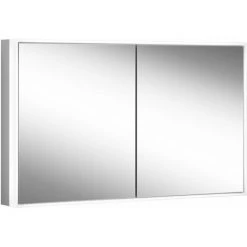 Schneider PREMIUM Line Ultimate Armoire De Toilette Lumineuse LED, 2 Portes à Double Miroir, 1025x73,3x15,8cm, 182.100., Exécution: Norme CH/corps Argent Anodisé - 182.100.01.50