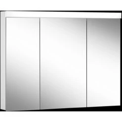 Schneider LOWLINE Basic FL Armoire De Toilette Lumineuse, 3 Portes à Double Miroir, 100x74,8x13,5cm, 171.101., Exécution: Norme CH/corps Blanc - 171.101.01.02
