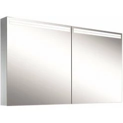 Schneider ARANGALINE Armoire De Toilette Lumineuse LED, 2 Portes Miroir Double, 140x70x12cm, 160.540.02.41, Exécution: Norme CH/corps Noir Mat - 160.540.01.41