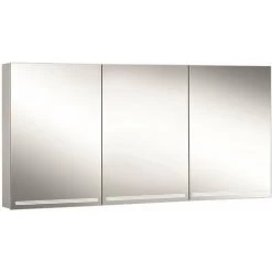 Schneider GRACELINE LED Armoire De Toilette Lumineuse, 3 Miroirs Doubles De Même Taille, 150x70x12cm, 116.551., Exécution: Norme CH/corps Argent AnodisÃ© - 116.551.01.50