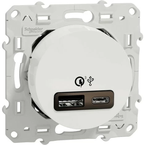 SCHNEIDER Odace - Prise USB Double - Charge Rapide - Type A+C - Blanc - 18W - 3,4A (S520219) 3 SCHNEIDER Odace - Prise USB Double - Charge Rapide - Type A+C - Blanc - 18W - 3,4A (S520219)