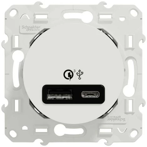 SCHNEIDER Odace - Prise USB Double - Charge Rapide - Type A+C - Blanc - 18W - 3,4A (S520219) 4 SCHNEIDER Odace - Prise USB Double - Charge Rapide - Type A+C - Blanc - 18W - 3,4A (S520219) – Image 2