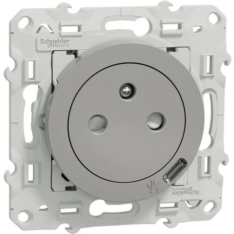 SCHNEIDER Odace - Prise Affleurante + Usb C10.5W - Aluminium (S530089) 3 SCHNEIDER Odace - Prise Affleurante + Usb C10.5W - Aluminium (S530089)
