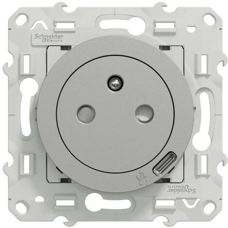 SCHNEIDER Odace - Prise Affleurante + Usb C10.5W - Aluminium (S530089) 4 SCHNEIDER Odace - Prise Affleurante + Usb C10.5W - Aluminium (S530089) – Image 2