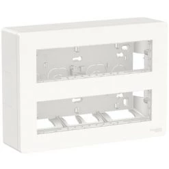 SCHNEIDER Unica - Boîte De Concentration Saillie Complète - 2 Rang De 8 Mod - Blanc Antim (NU121820)