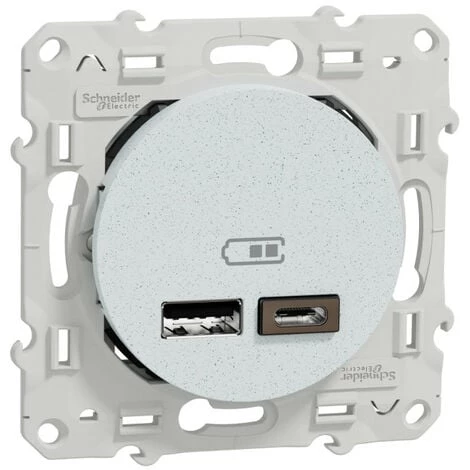 SCHNEIDER Odace - Prise USB Double - Type A+C - Blanc Recyclé - 5 Vcc - 2,4A (S510401) 3 SCHNEIDER Odace - Prise USB Double - Type A+C - Blanc Recyclé - 5 Vcc - 2,4A (S510401)