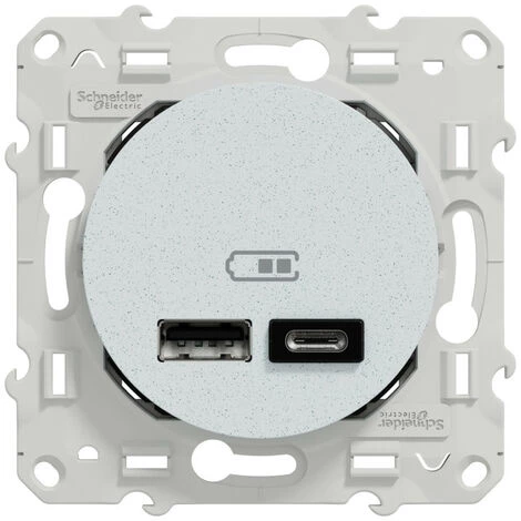 SCHNEIDER Odace - Prise USB Double - Type A+C - Blanc Recyclé - 5 Vcc - 2,4A (S510401) 4 SCHNEIDER Odace - Prise USB Double - Type A+C - Blanc Recyclé - 5 Vcc - 2,4A (S510401) – Image 2