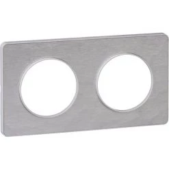 SCHNEIDER Plaque De Finition Double Odace Touch Clipsable - Aluminium Martelé Liseré Blanc