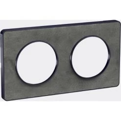 SCHNEIDER Plaque De Finition Double Odace Touch Clipsable - Ardoise Liseré Anthracite